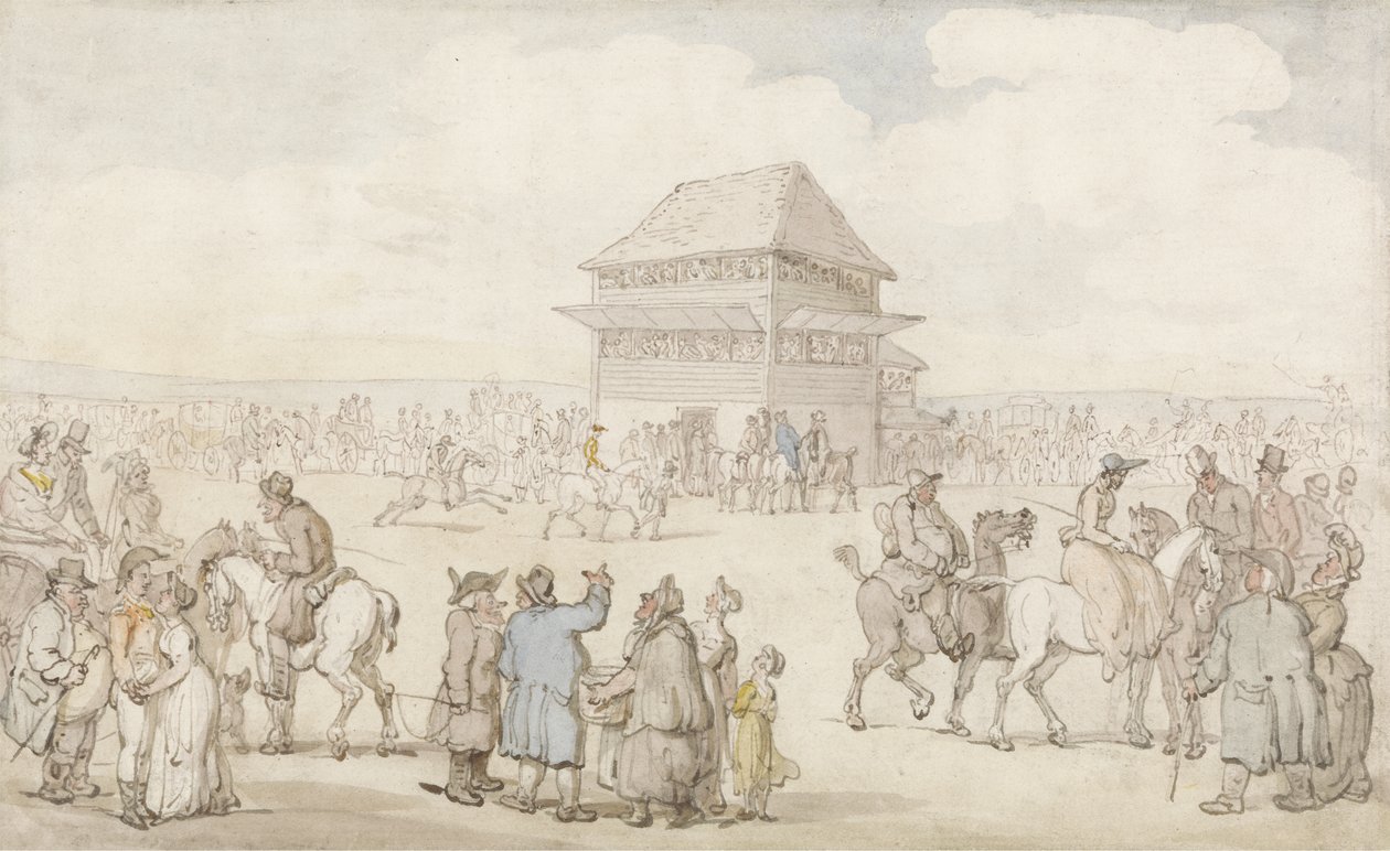 Ein überfülltes Rennmeeting, ca. 1805-10 von Thomas Rowlandson