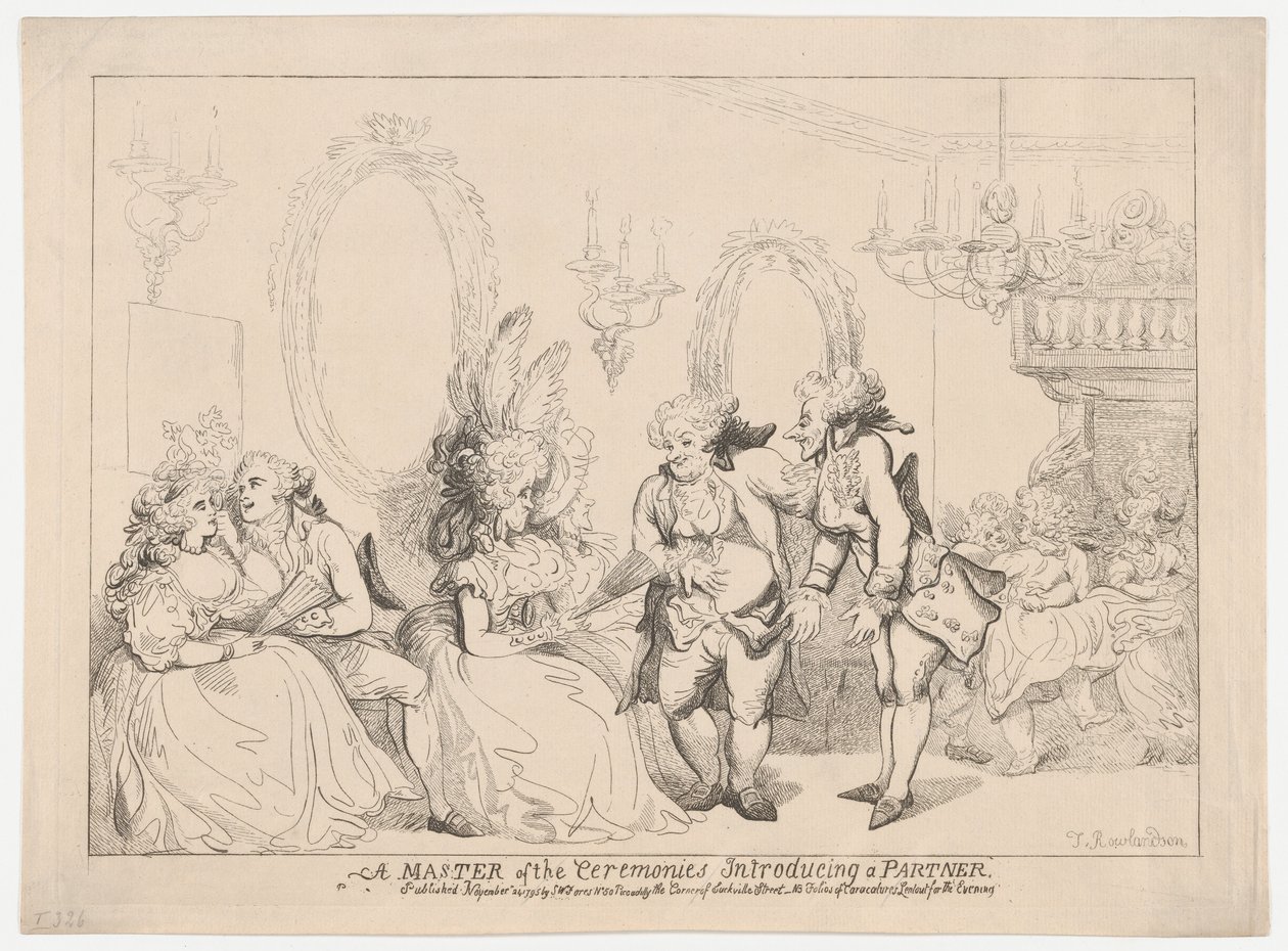 Ein Zeremonienmeister stellt einen Partner vor von Thomas Rowlandson