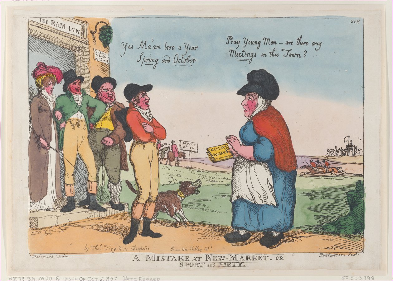 Ein Fehler bei New Market, oder Sport und Frömmigkeit, 5. Oktober 1807 von Thomas Rowlandson