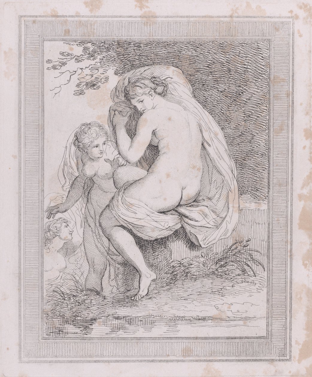 Eine Nymphe trocknet sich, 1790-99 von Thomas Rowlandson