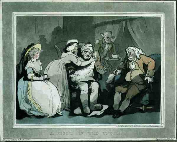 Ein Besuch beim Onkel, aquatinta von Francis Jukes, veröffentlicht von E. Jackson von Thomas Rowlandson