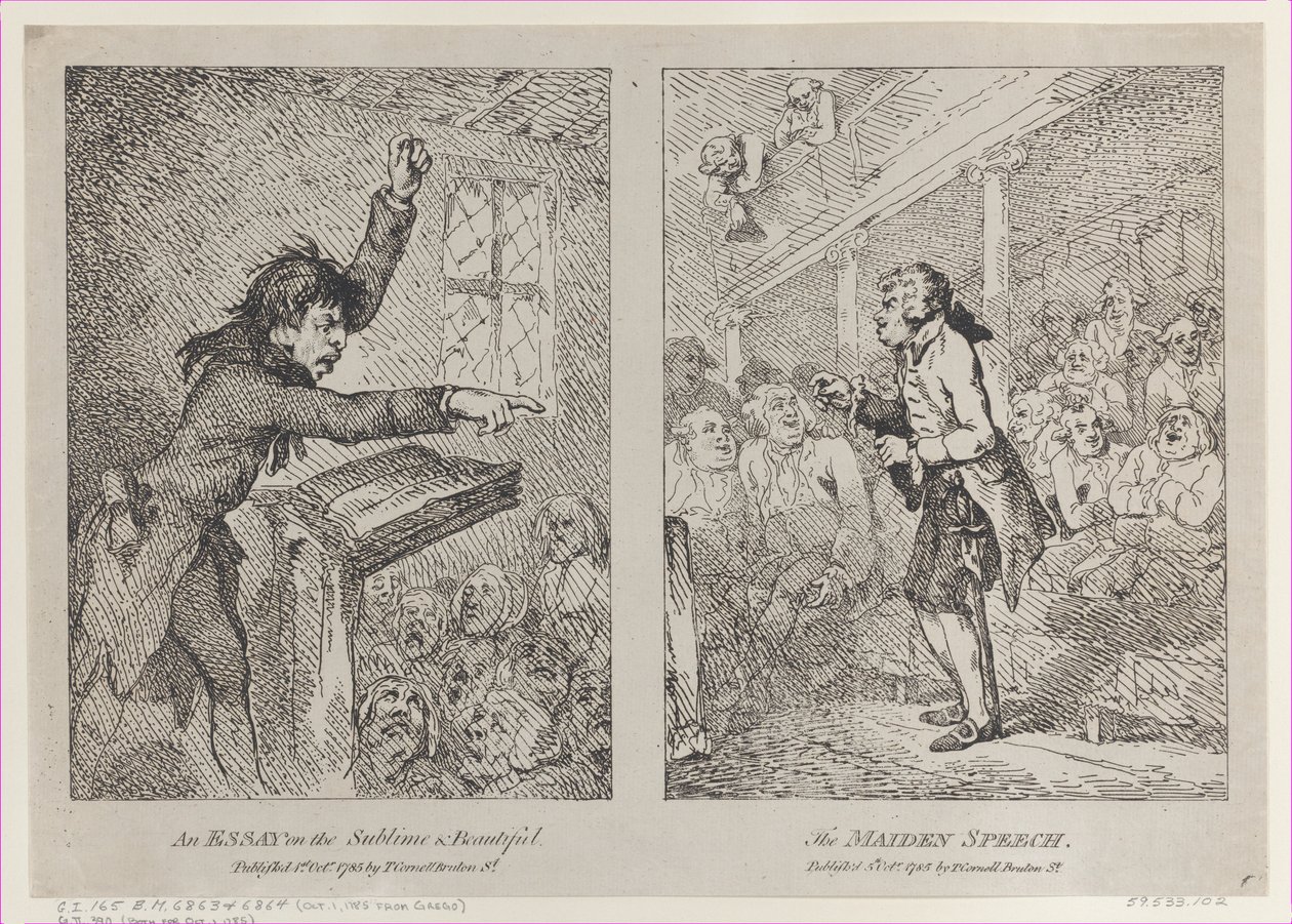 Ein Essay über das Erhabene und Schöne, Die Jungfernrede, 1. Oktober 1785 von Thomas Rowlandson