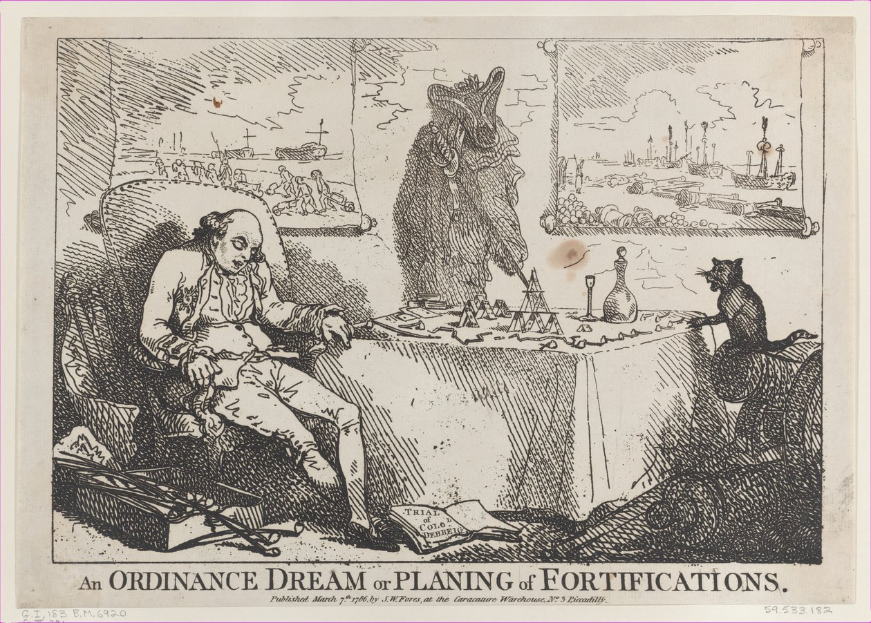 Ein Verordnungs-Traum oder Planung von Befestigungen, 7. März 1786 von Thomas Rowlandson