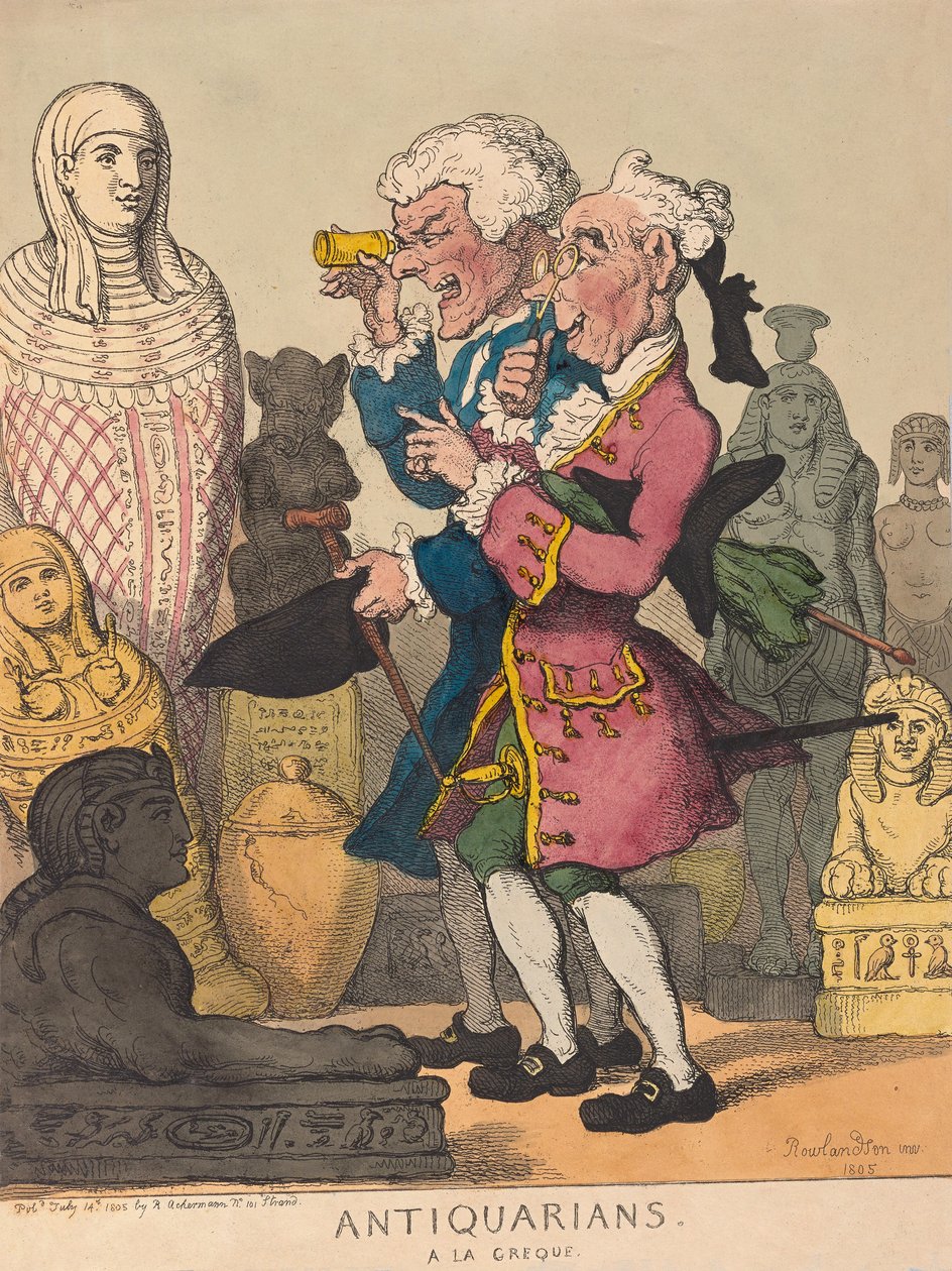 Antiquitäten à la Greque, veröffentlicht 1805 (handkolorierter Stich) von Thomas Rowlandson