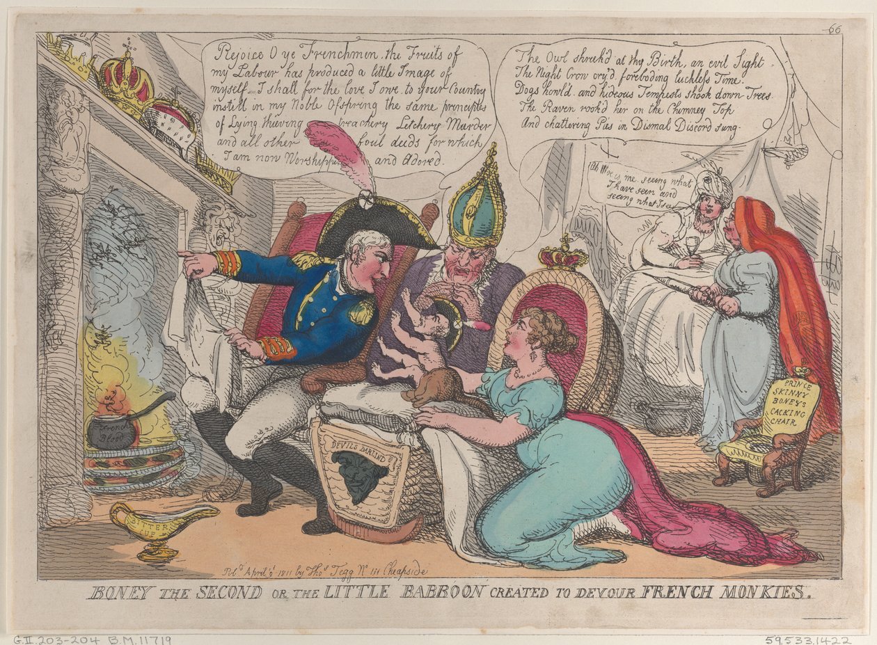 Boney der Zweite oder der kleine Pavian, geschaffen um französische Affen zu verschlingen, 9. April 1811 von Thomas Rowlandson