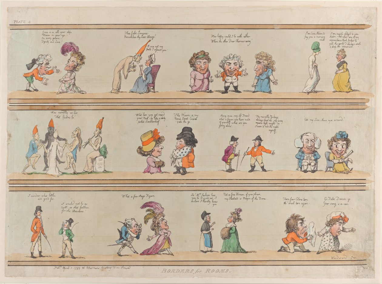 Ränder für Räume, Platte 4, 1. April 1799 von Thomas Rowlandson
