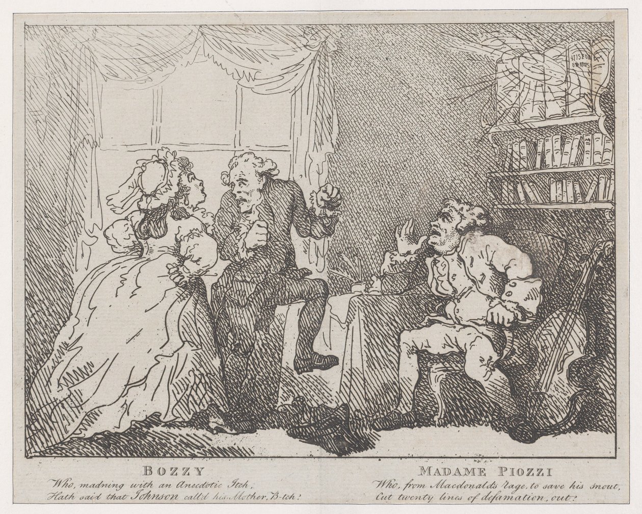 Bozzy und Madame Piozzi Frontispiz, Bozzy und Piozzi von Peter Pindar, 1780-86 von Thomas Rowlandson