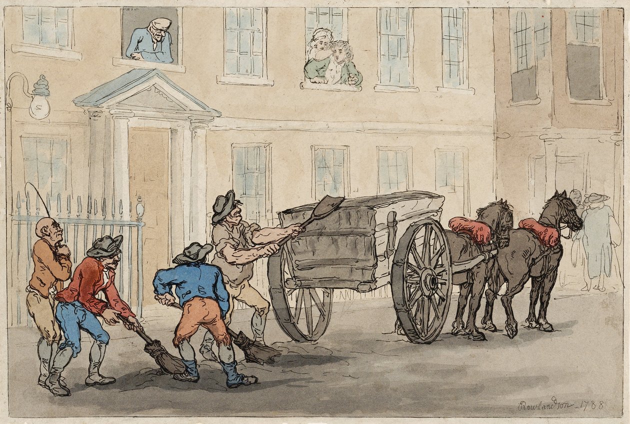 Sammeln der Nachtboden, veröffentlicht 1788 von Thomas Rowlandson