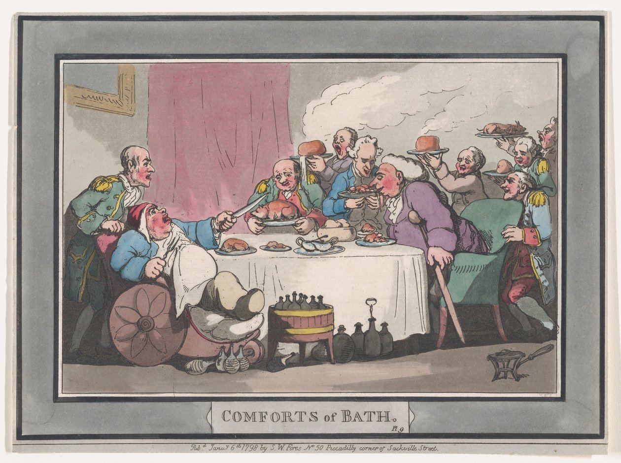 Komforts von Bath, Platte 9, 6. Januar 1798 von Thomas Rowlandson