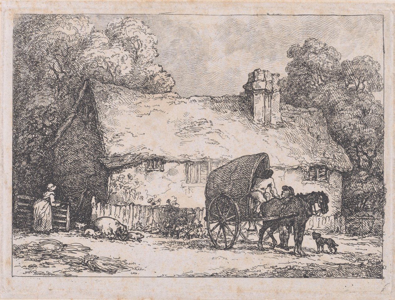 Hütte mit Wagen und Schweinen, 1783-1789 von Thomas Rowlandson