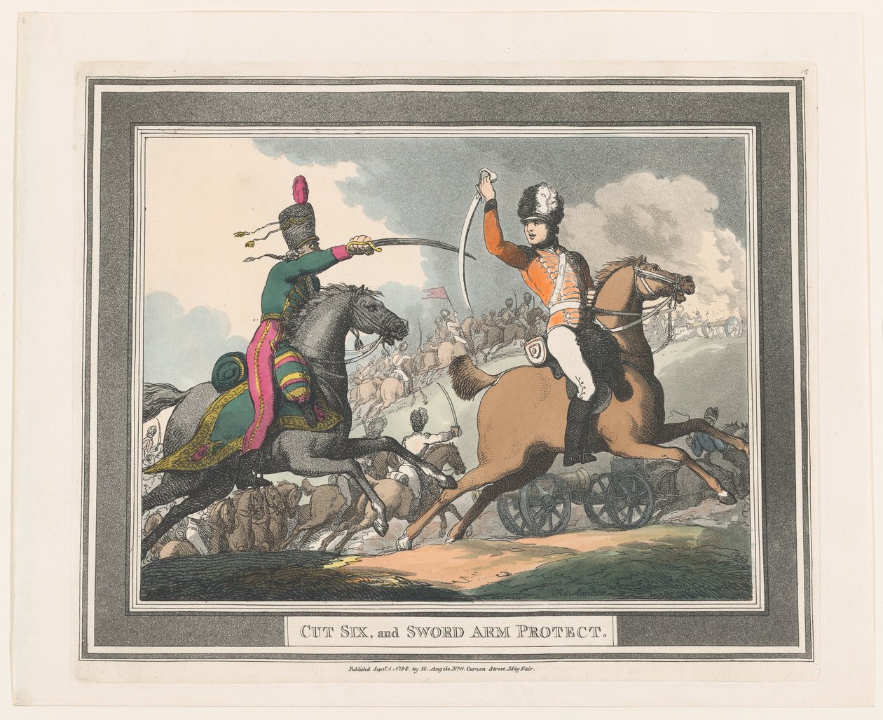 Schnitt Sechs und Schwertarm schützen von Thomas Rowlandson