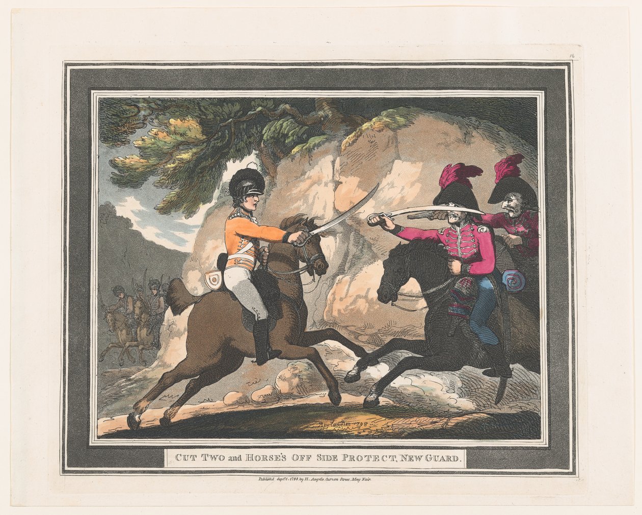 Cut Two und Pferdeschutz auf der Seite, Neue Wache, 1. September 1798 von Thomas Rowlandson