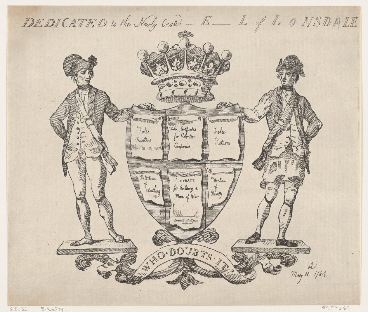 Gewidmet dem neu geschaffenen E-l von L-nsd-le, 11. Mai 1784 von Thomas Rowlandson
