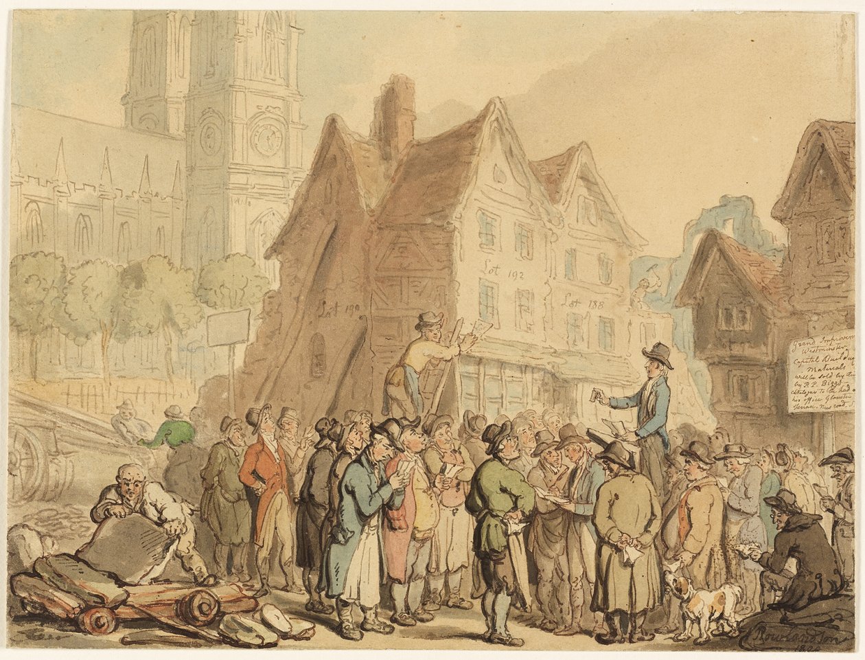 Abriss alter Häuser nördlich der Westminster Abbey von Thomas Rowlandson