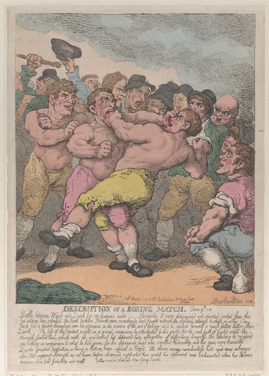 Beschreibung eines Boxkampfes zwischen Ward und Quirk um 100 Guineas pro Seite von Thomas Rowlandson