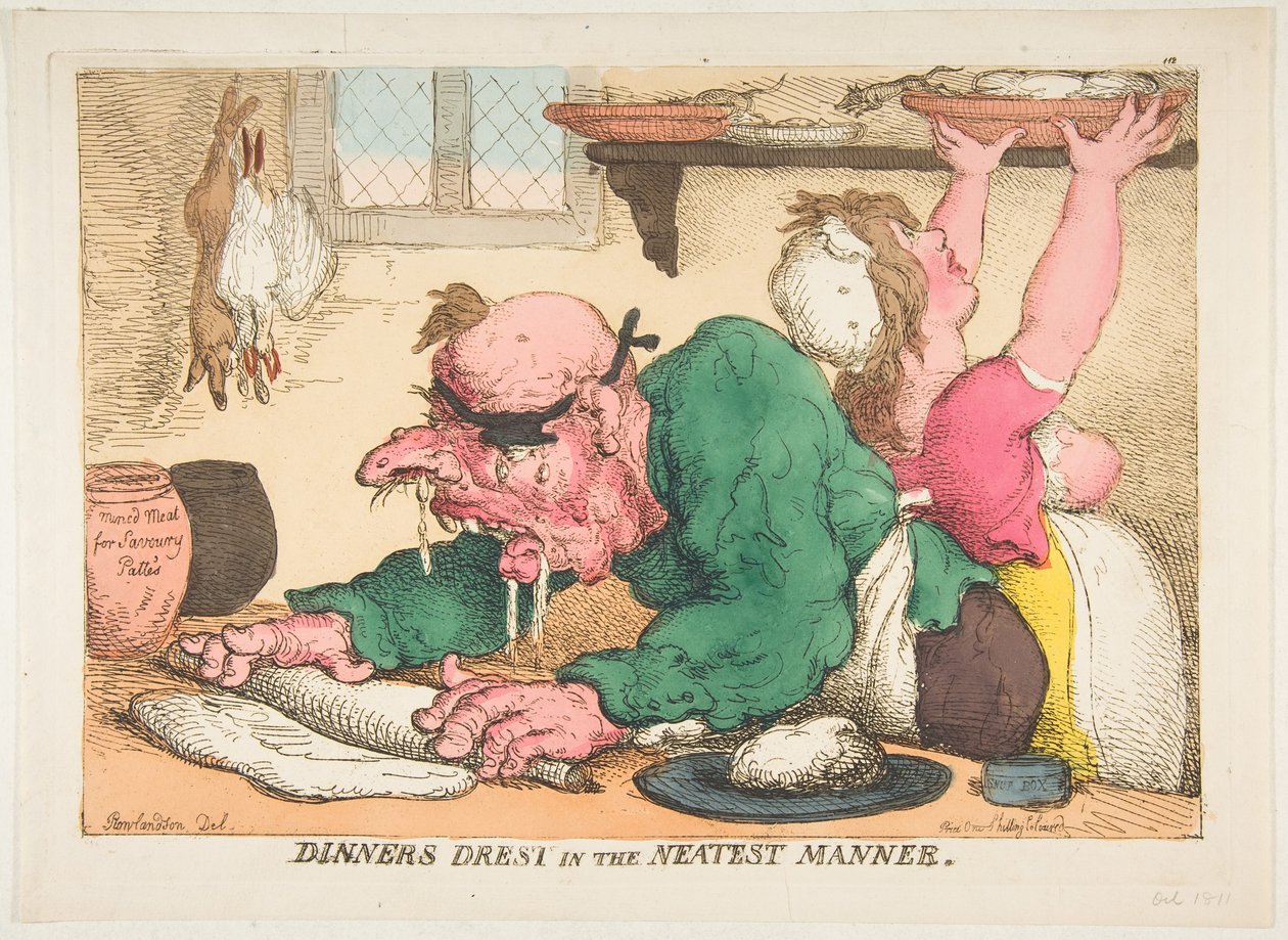 Abendessen auf die ordentlichste Weise zubereitet von Thomas Rowlandson