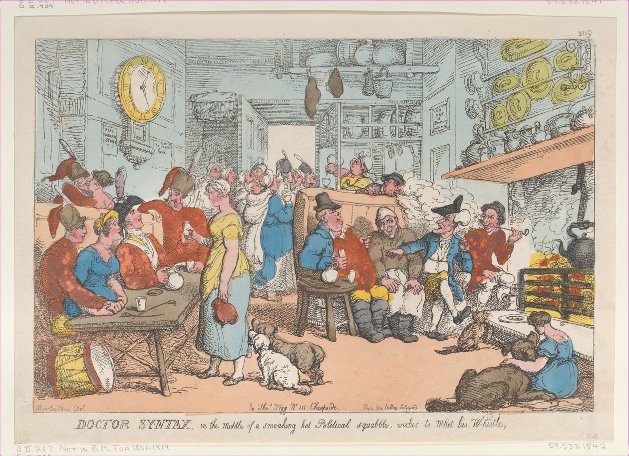 Doktor Syntax, mitten in einem heißen politischen Streit, wünscht sich zu entkommen von Thomas Rowlandson