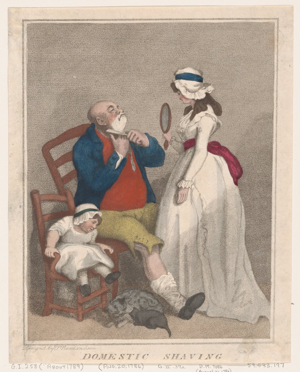 Häusliche Rasur, 21. August 1786 von Thomas Rowlandson