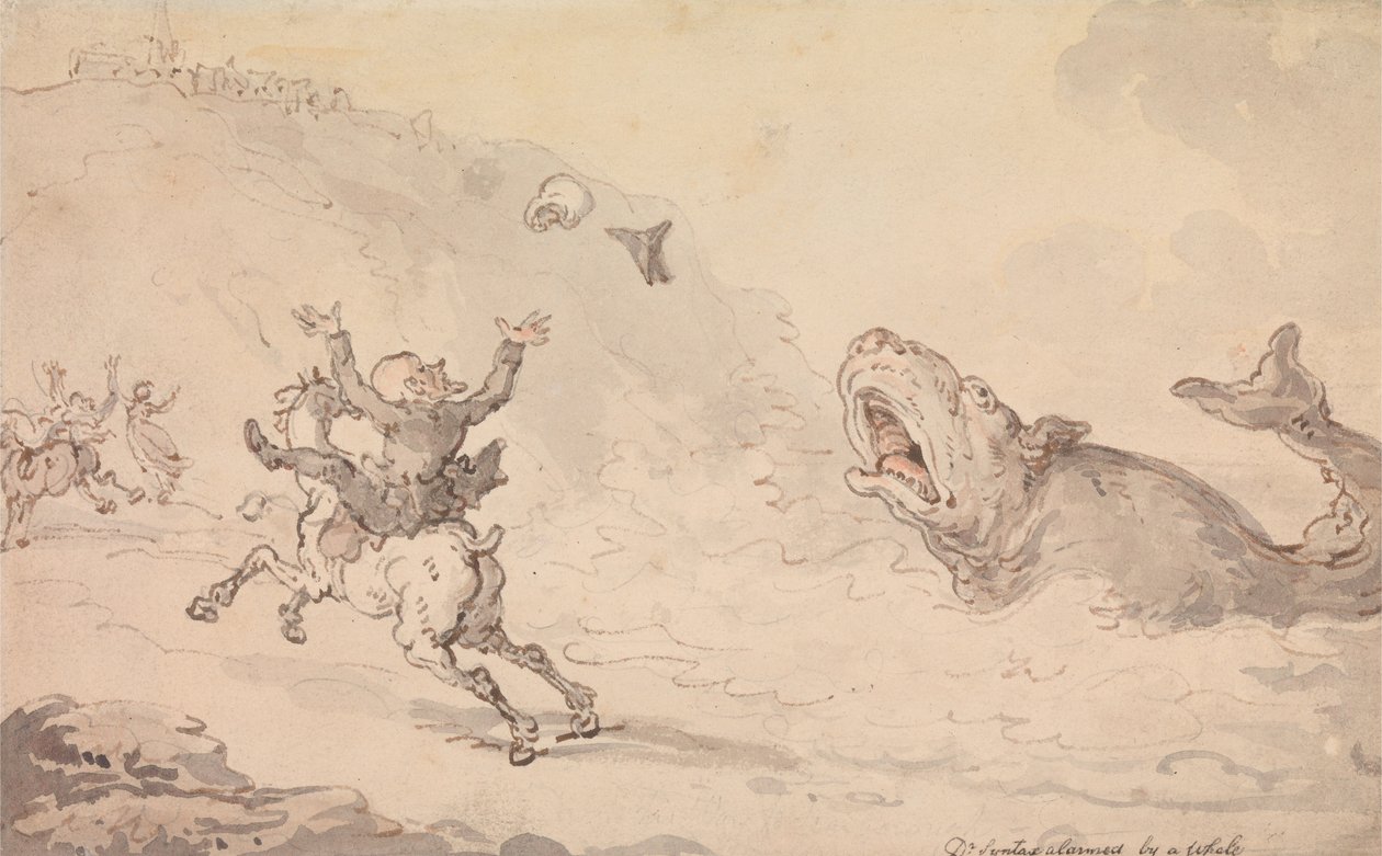 Dr. Syntax von einem Wal erschreckt von Thomas Rowlandson