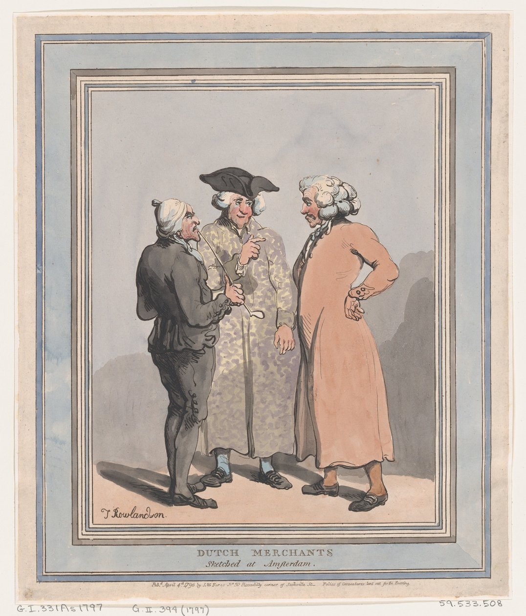 Niederländische Kaufleute in Amsterdam skizziert, 4. April 1796 von Thomas Rowlandson