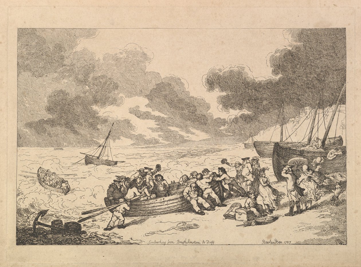 Einschiffung von Brighthelmstone nach Dieppe, aus Imitationen moderner Zeichnungen, 1787 von Thomas Rowlandson