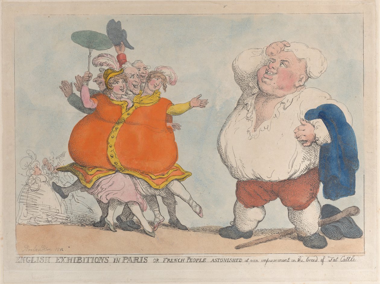 Englische Ausstellungen in Paris oder Franzosen erstaunt über unsere Verbesserung der Rasse, 1812 von Thomas Rowlandson