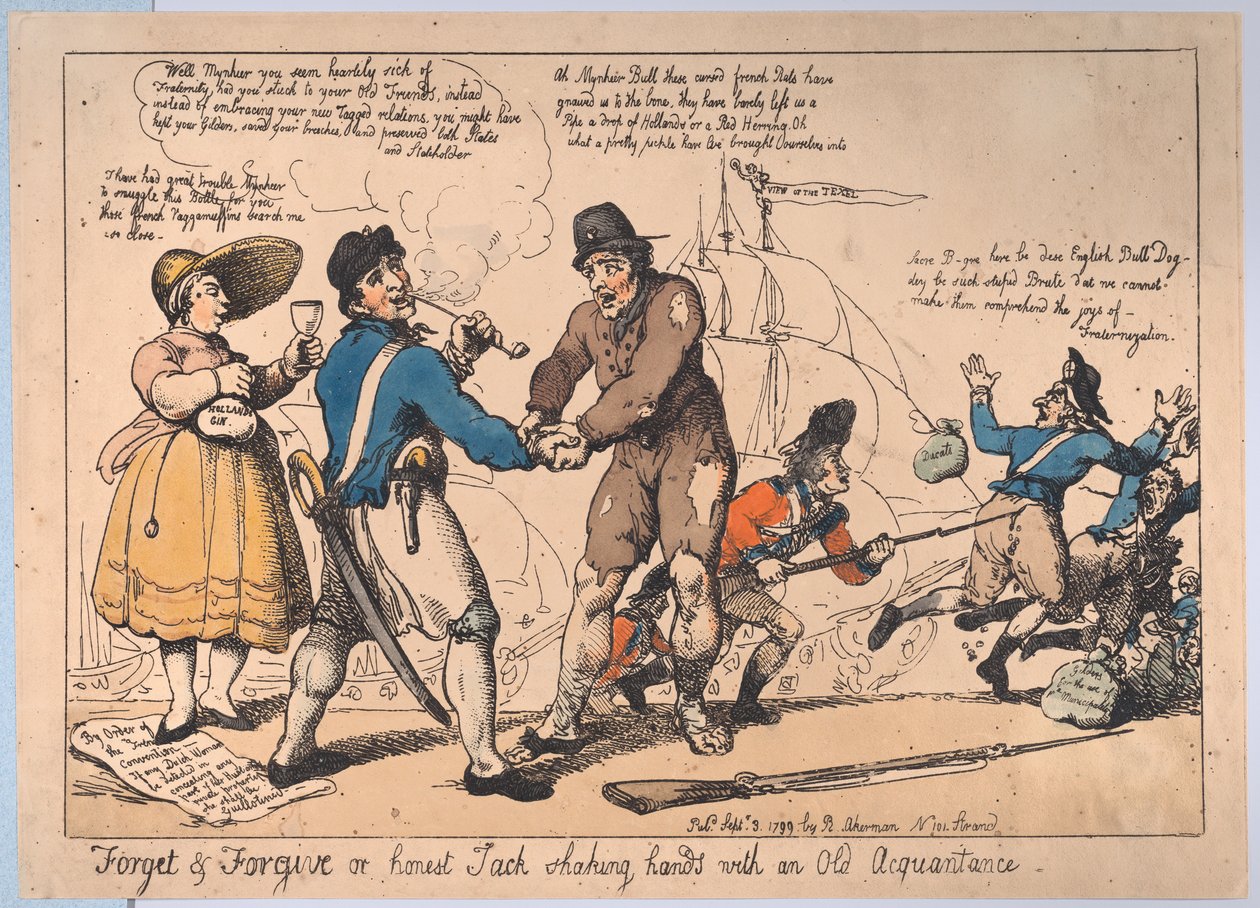 Vergessen & Vergeben, oder Ehrlicher Jack schüttelt einem alten Bekannten die Hand, 3. September 1799 von Thomas Rowlandson