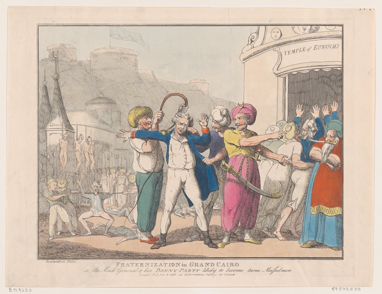 Fraternisierung in Groß-Kairo, oder Der verrückte General und seine lustige Gesellschaft, 9. Oktober 1798 von Thomas Rowlandson