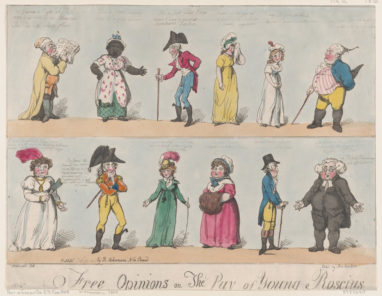 Freie Meinungen über die Bezahlung des jungen Roscius, 26. Februar 1805 von Thomas Rowlandson