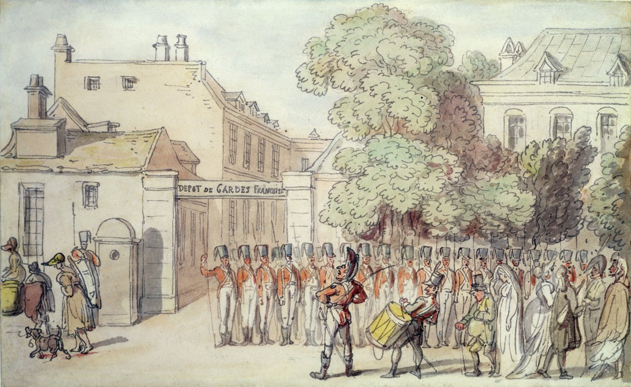 Französische Soldaten auf Parade von Thomas Rowlandson