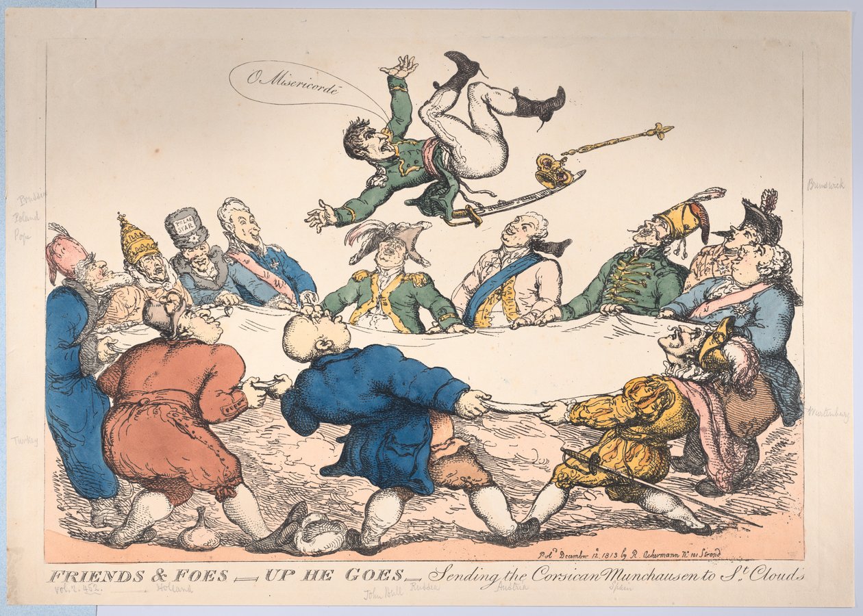 Freunde und Feinde - Hoch geht er - Den korsischen Münchhausen nach St. Cloud schicken von Thomas Rowlandson