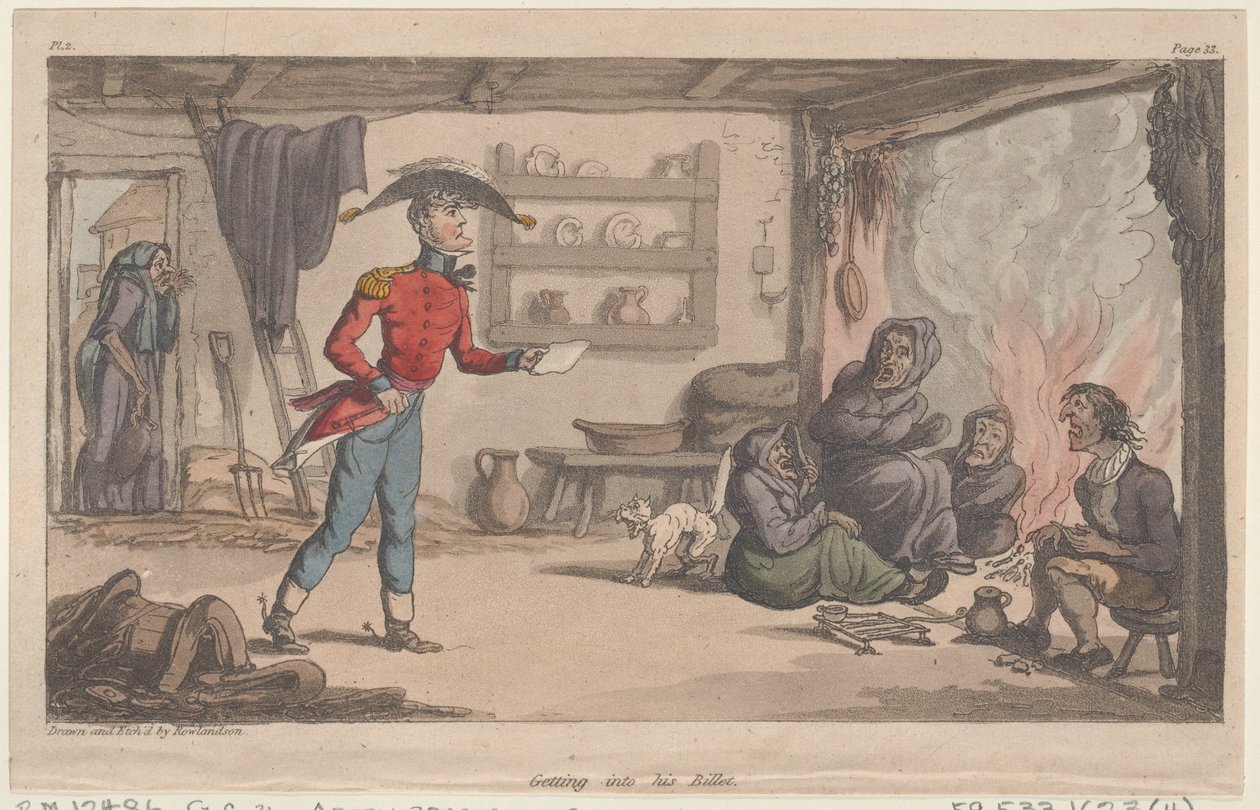 Einzug in seine Unterkunft, aus Die militärischen Abenteuer von Johnny Newcome, 1815 von Thomas Rowlandson