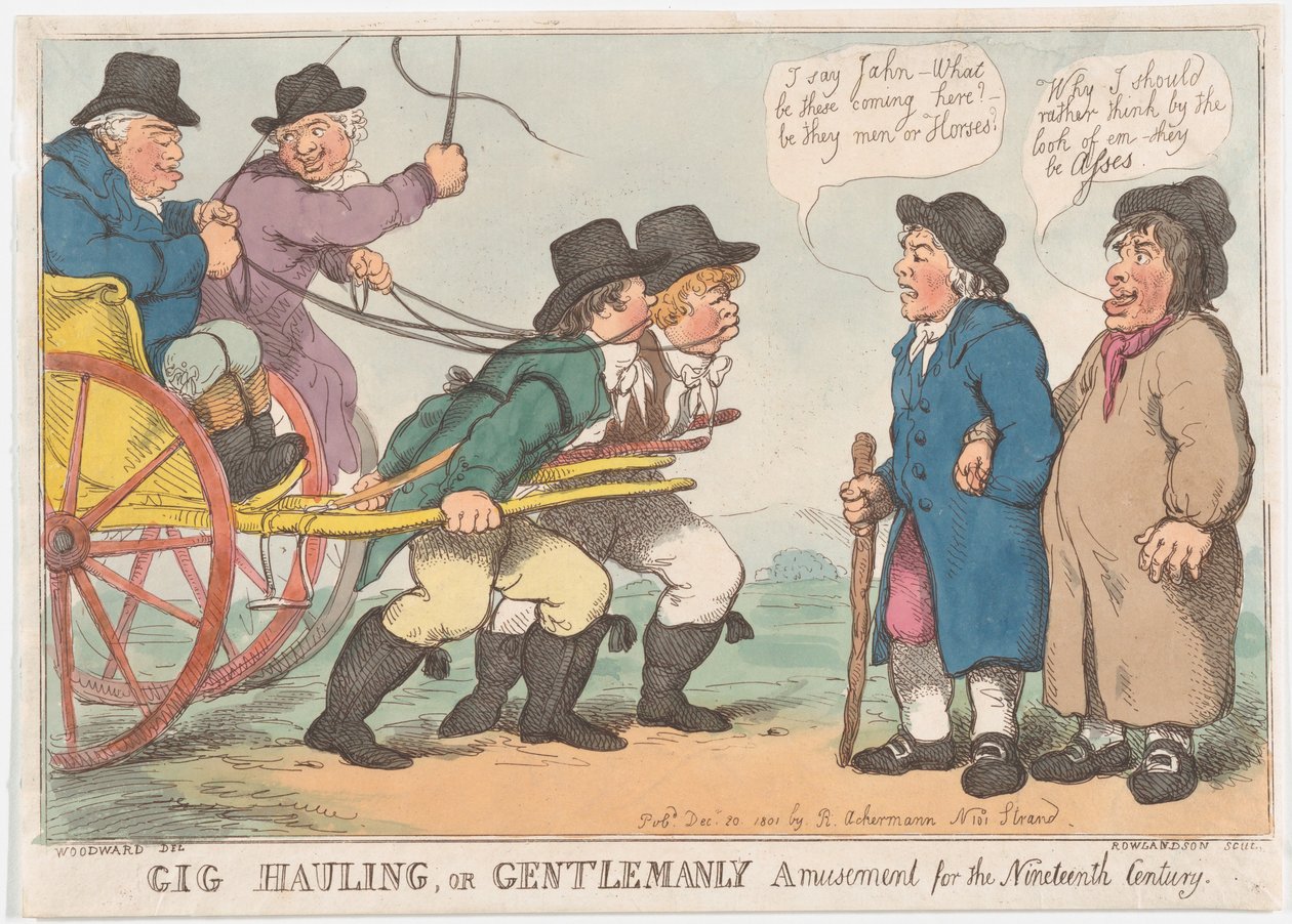 Gig-Ziehen oder Gentleman-Vergnügen für das neunzehnte Jahrhundert, 3. April 1801 von Thomas Rowlandson