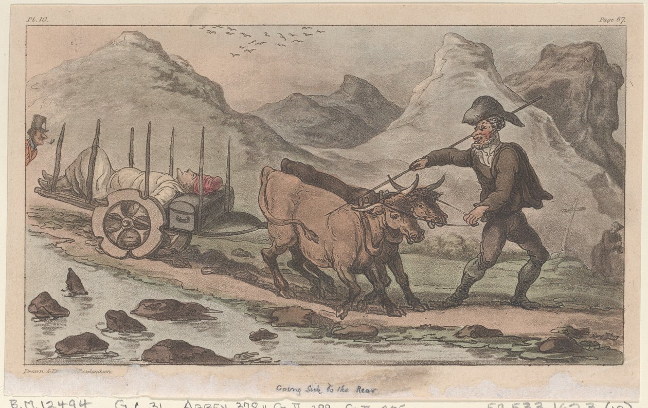 Krank nach hinten gehen, aus Die militärischen Abenteuer von Johnny Newcome, 1815 von Thomas Rowlandson