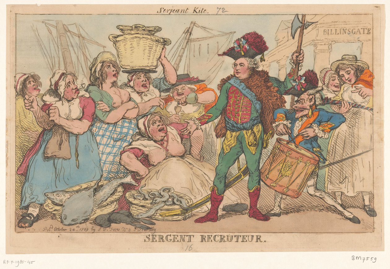 Herzog von Orléans zwischen den Fischfrauen, 1789 von Thomas Rowlandson