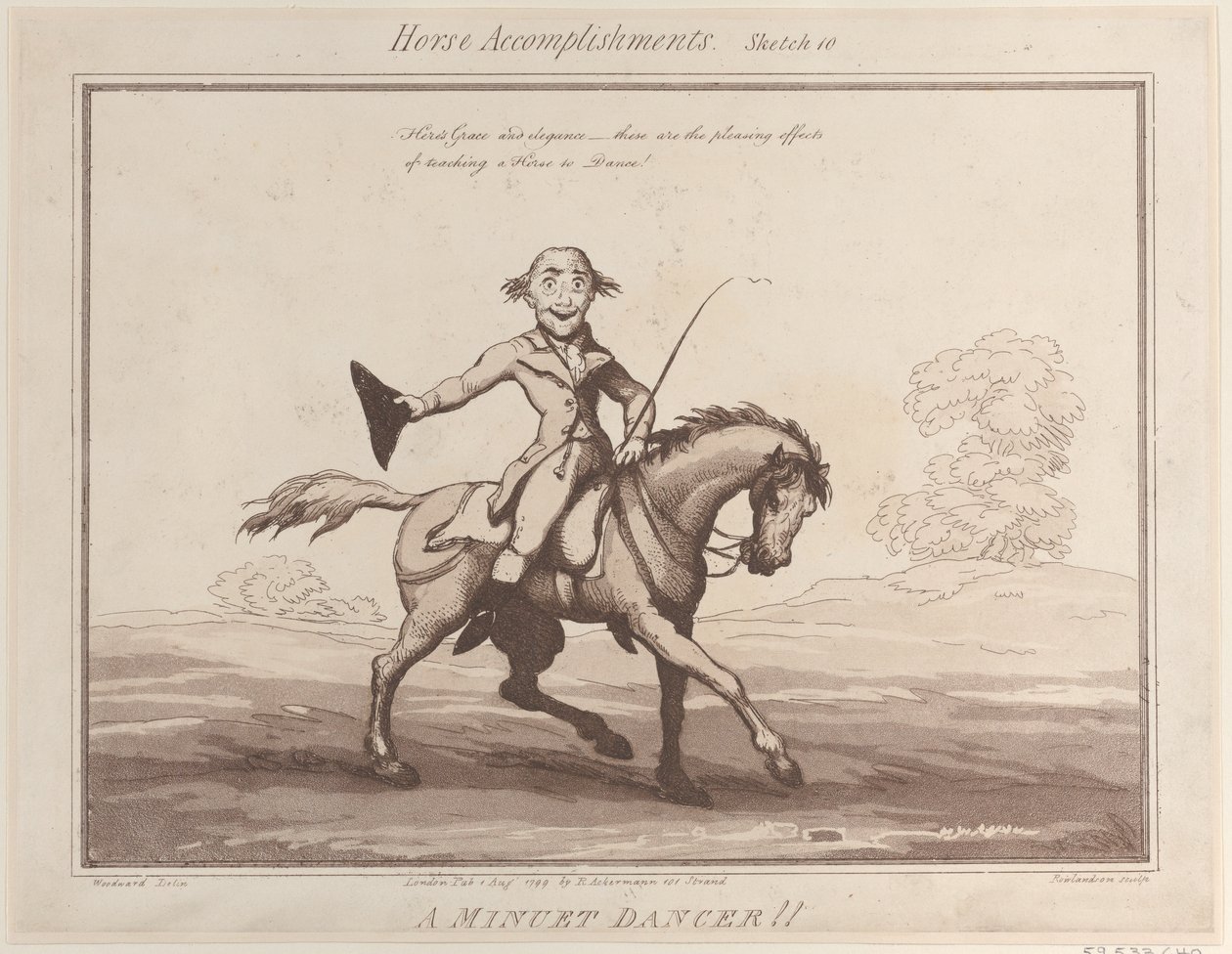 Pferdefähigkeiten, Skizze 10: Ein Menuett-Tänzer!! von Thomas Rowlandson