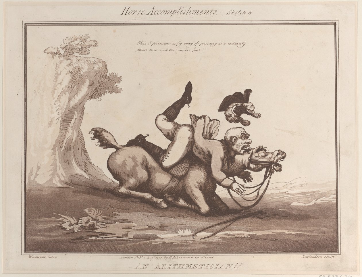 Pferdefähigkeiten, Skizze 8: Ein Arithmetiker!!, 1. August 1799 von Thomas Rowlandson