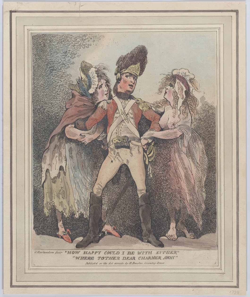 Wie glücklich könnte ich mit einem sein, wäre der andere liebe Charmeur weg von Thomas Rowlandson