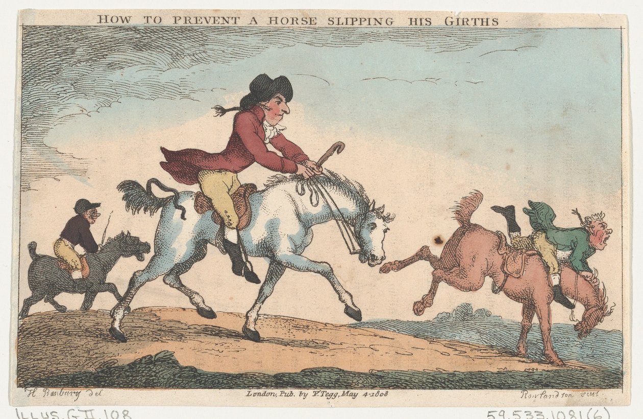 Wie man verhindert, dass ein Pferd seine Gurte verliert von Thomas Rowlandson