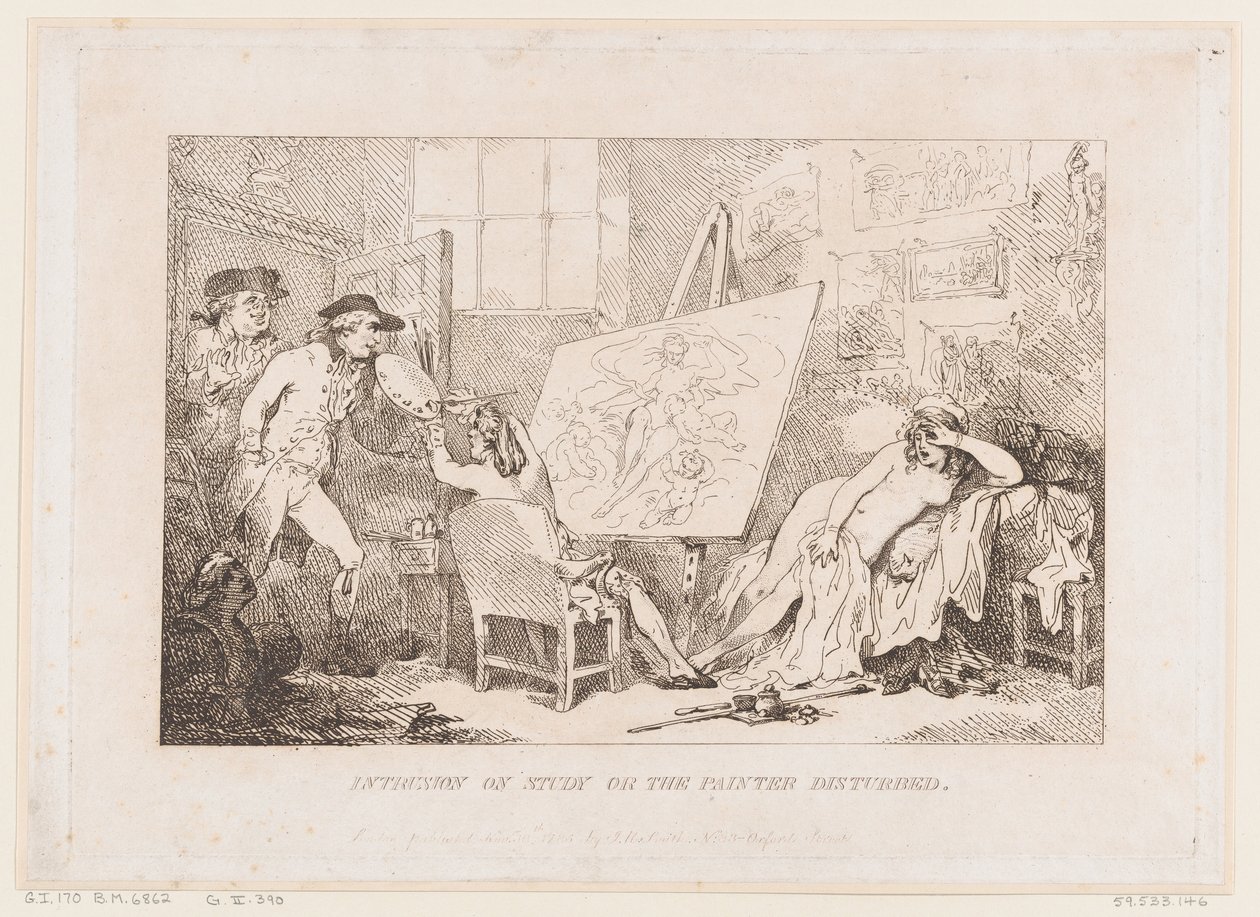 Störung im Atelier oder Der gestörte Maler von Thomas Rowlandson