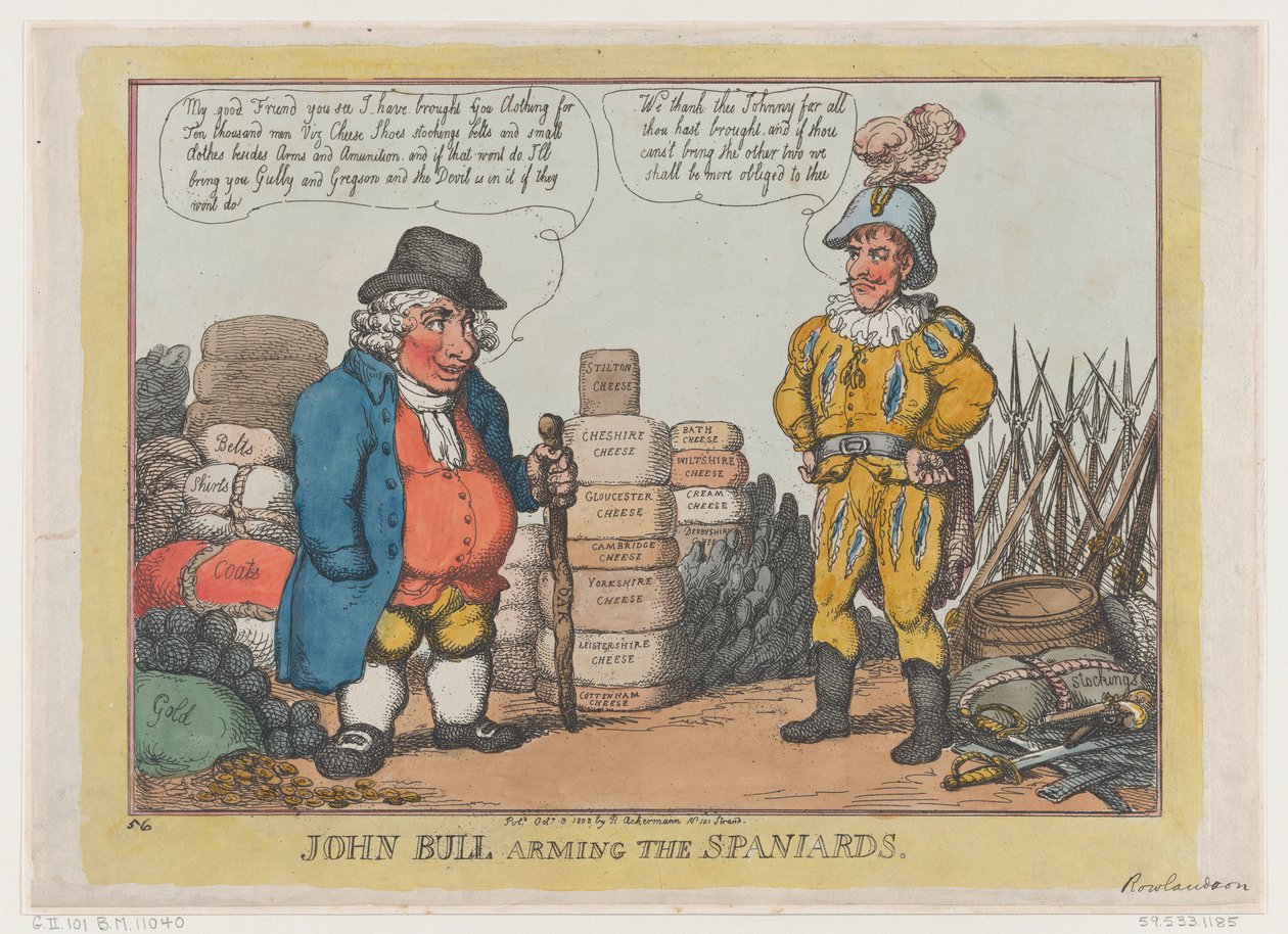 John Bull bewaffnet die Spanier, 3. Oktober 1808 von Thomas Rowlandson
