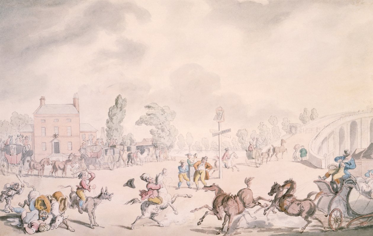Kew Bridge, Kew, London, 1819 von Thomas Rowlandson