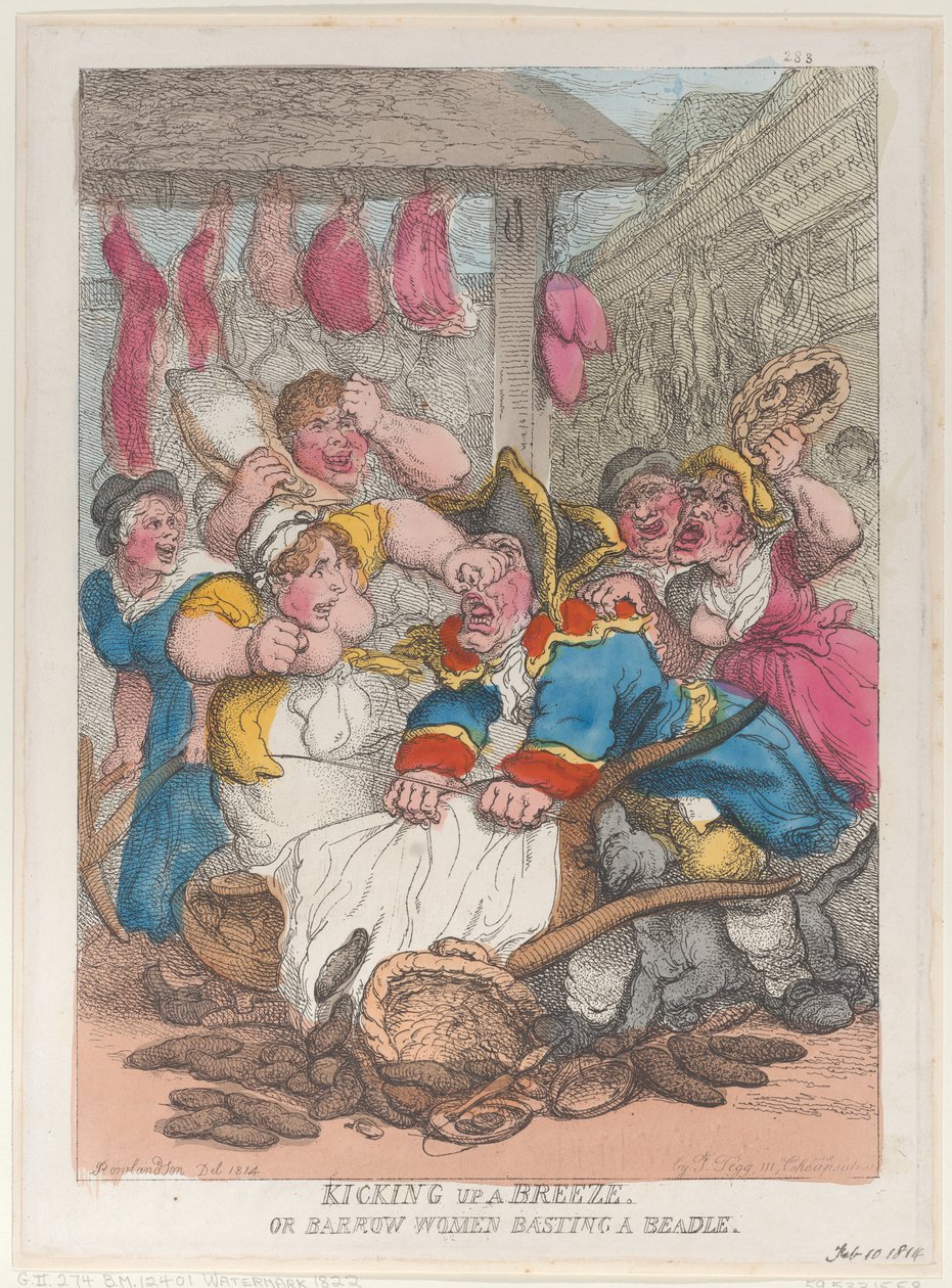 Ein Windstoß oder Barrow-Frauen, die einen Amtsdiener schlagen, 10. Februar 1814 von Thomas Rowlandson