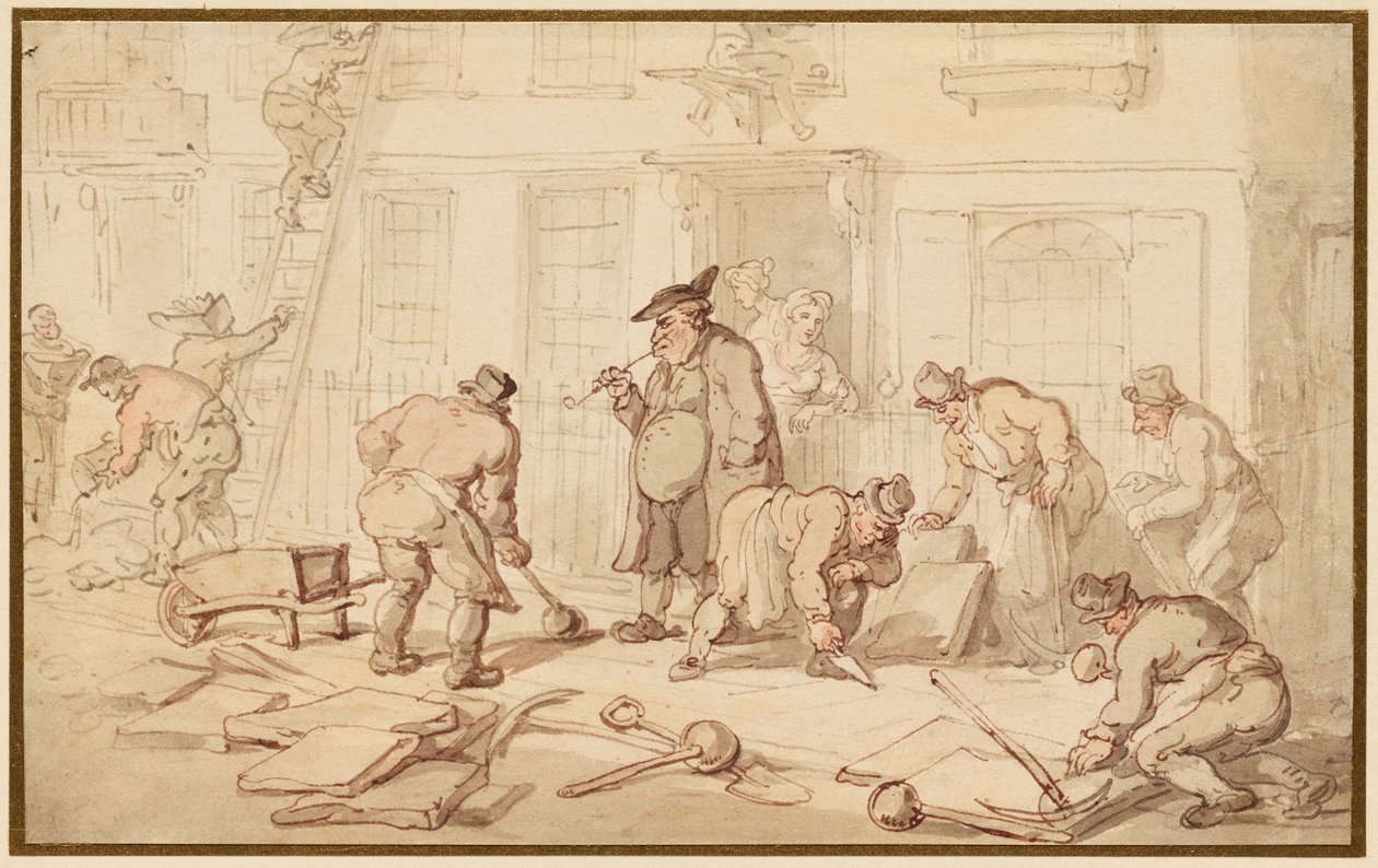 Arbeiter legen einen Gehweg von Thomas Rowlandson