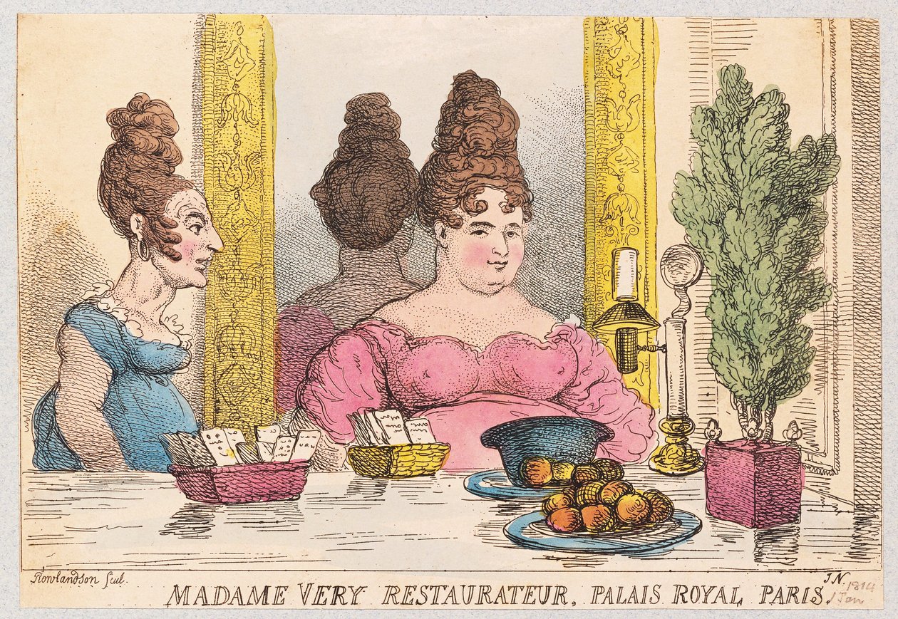 Madame Very, Restaurateur, Palais Royal, Paris, veröffentlicht 1814 von Thomas Rowlandson