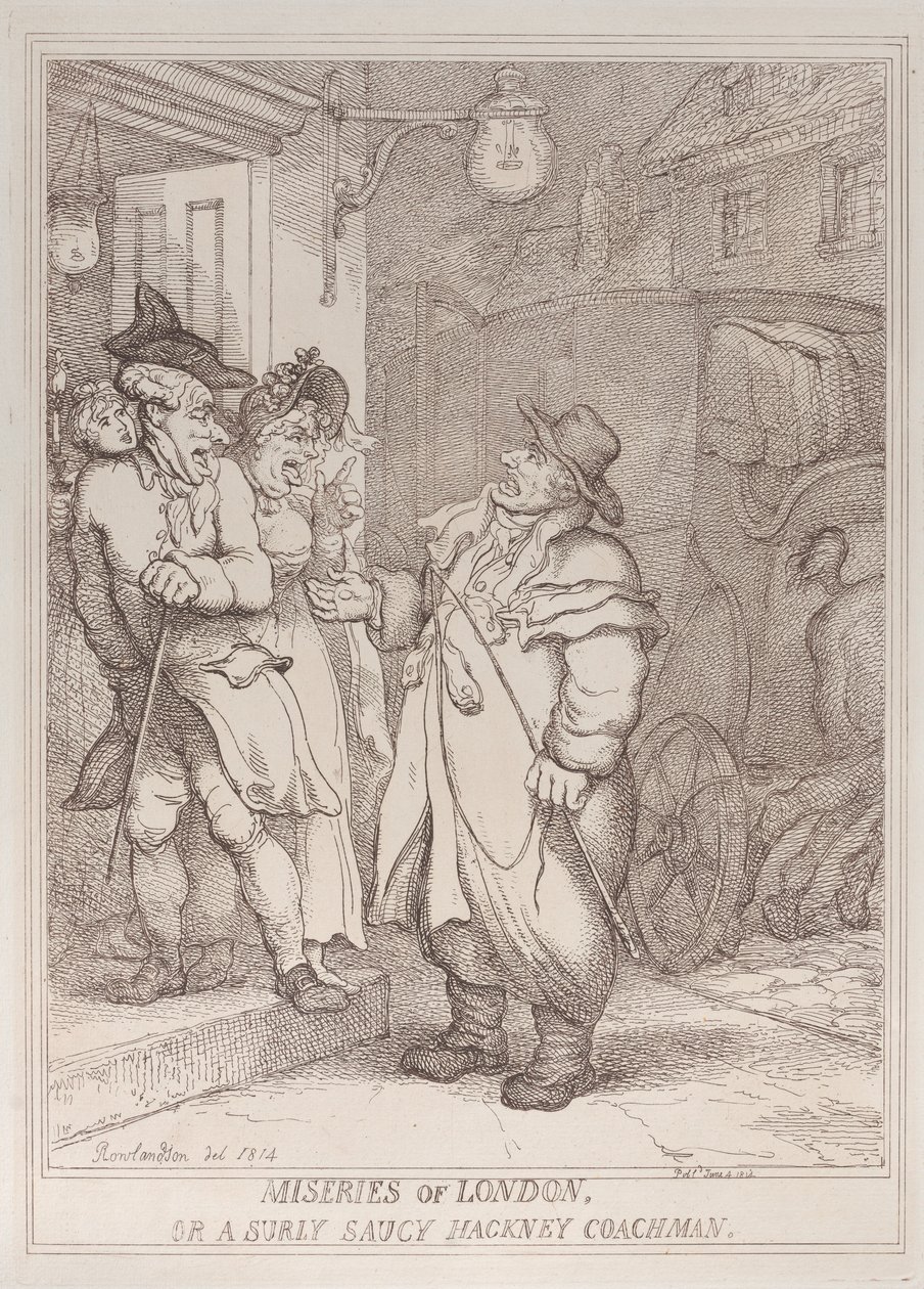 Elend von London oder ein mürrischer, frecher Kutscher, 4. Juni 1814 von Thomas Rowlandson