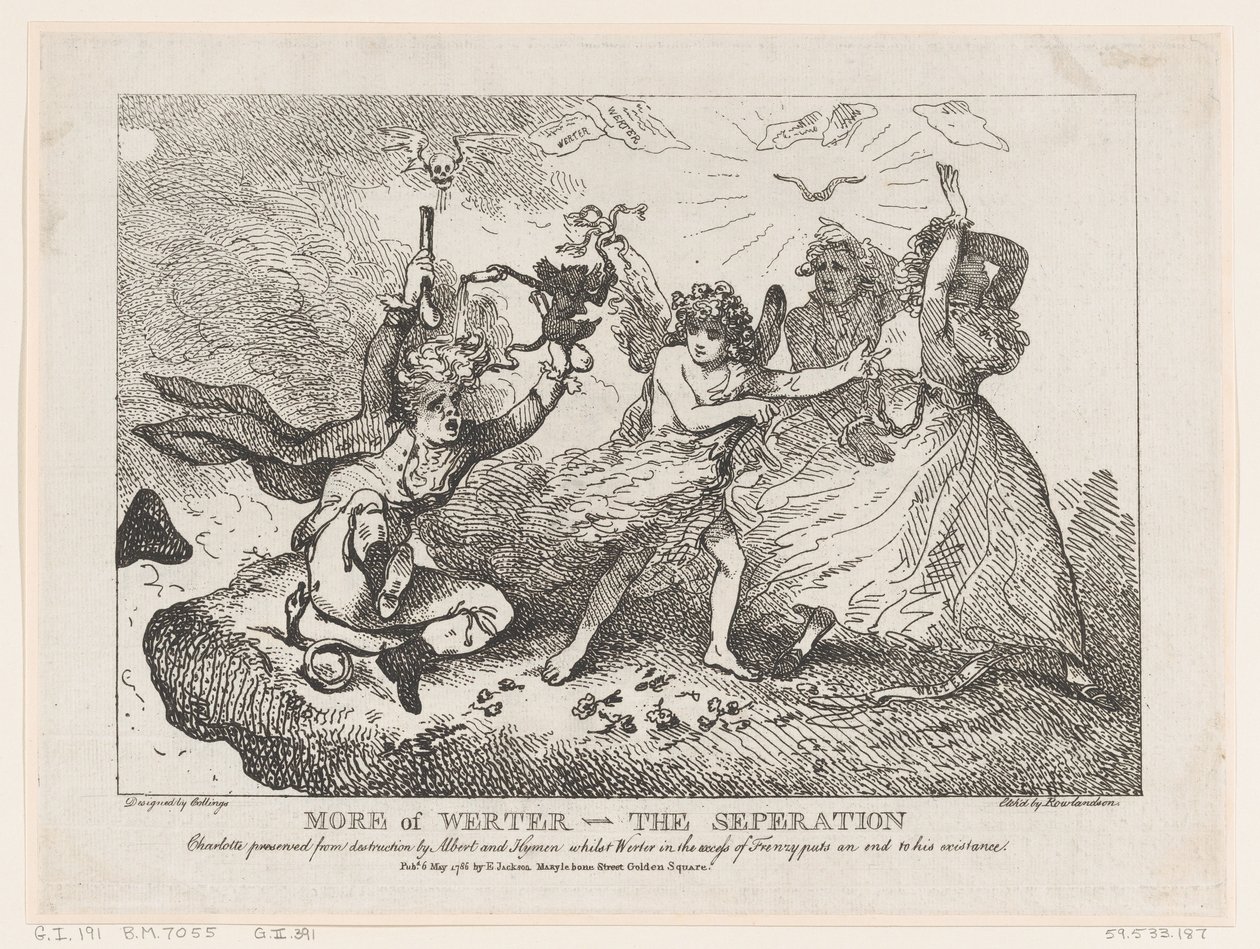 Mehr von Werther - Die Trennung: Charlotte vor der Zerstörung bewahrt von Albert und ..., 6. Mai 1786 von Thomas Rowlandson