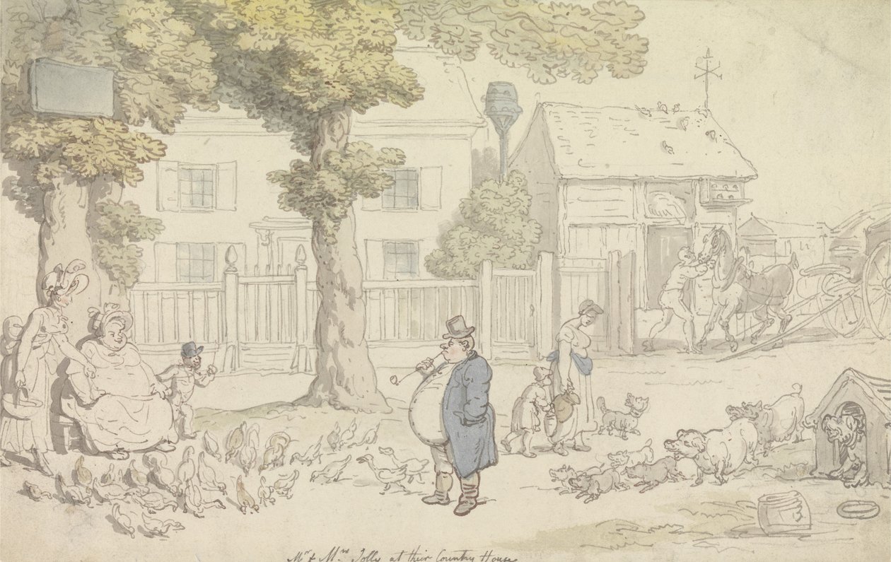 Herr und Frau Jolly in ihrem Landhaus von Thomas Rowlandson