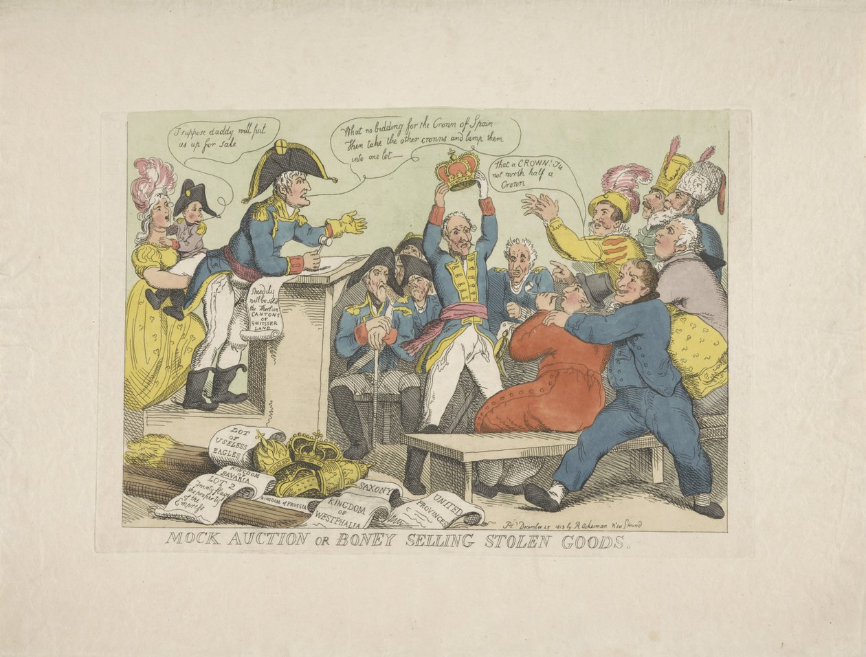 Napoleon verkauft gestohlene Waren, 1813 von Thomas Rowlandson