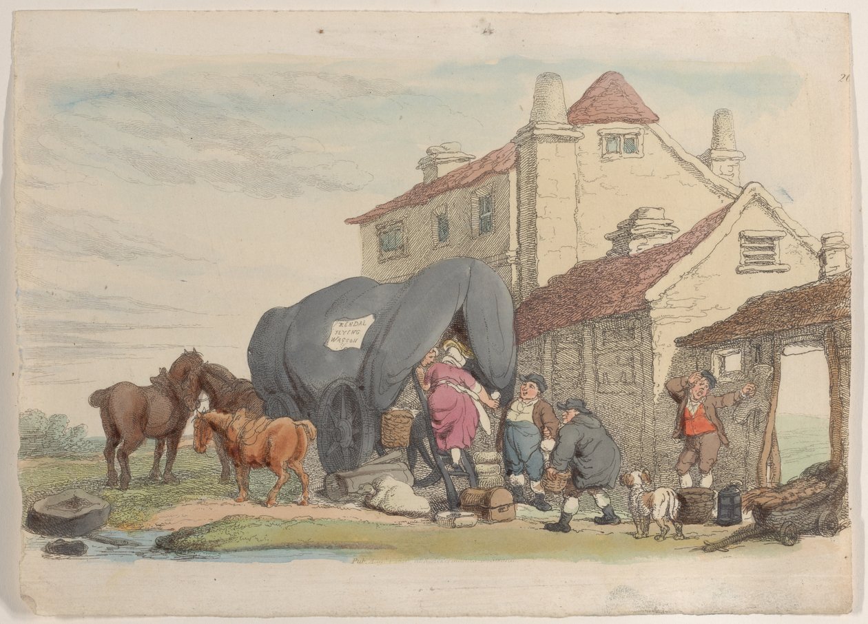 Tafel 26: Ein fliegender Wagen, aus Welt im Miniatur von Thomas Rowlandson